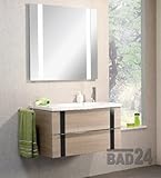 Badmöbelset 2 tlg. Vedro in Pinie mit Glasintarsie Schwarz rechts vormontiert