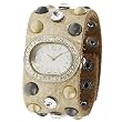 GP Designs Women's Rhinestone-accented Studded Leather Snap Watch