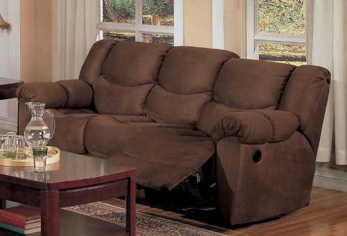 Double Reclining Sofa in Chocolate Microfiber - Coaster