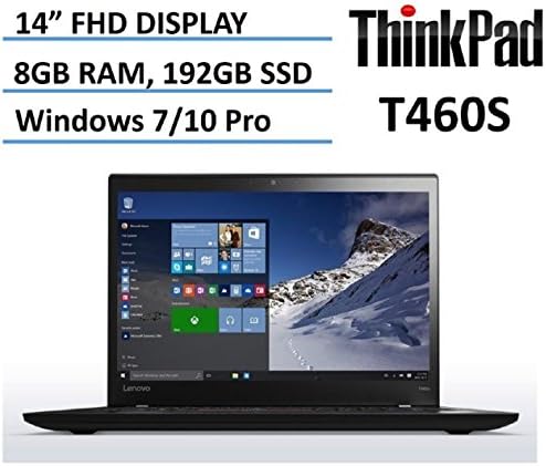 2016 NEWEST Lenovo ThinkPad T460S 14" FHD Premium High Performance Ultrabook Laptop for Business, Intel Core i5-6200U, Full HD 1920x1080, 8GB DDR4 RAM, 192GB SSD, Backlit Keyboard, Windows 7/10 Pro