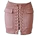 MINICOP Womens' Vintage Sexy Lace Up High Waist Bodycon Faux Suede Mini Skirt