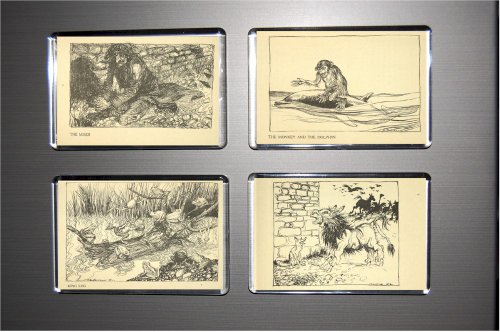 Gift Boxed Set of 4 Fridge Magnets Arthur Rackham Aesops Fables 7