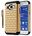 Galaxy Core Prime Case, Style4U Studded Rhinestone Crystal Bling Hybrid Armor Case Cover for Samsung Galaxy Core Prime G360 with 1 Style4U Stylus [Gold/Black]