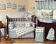 Brown and Blue Argyle Baby Bedding 9pc Crib Set