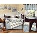 Brown and Blue Argyle Baby Bedding - 9pc Crib Set
