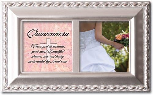 Cottage GardenQuinceañera from Girl to Woman Champagne Rope Trim Petite Music Box Plays Light Up My Life