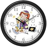 Girl Blessing the Candles Judaica Jewish Theme Wall Clock by WatchBuddy Timepieces (White Frame)