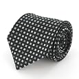 BUY : Woven Microfibre Tie - Black with Silver Squares