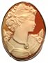 Cameo Pin Pendant Italian Master Carved Sterling Silver Carnelian Conch Shell