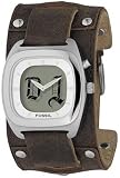 Fossil JR8712 Gents Brown Leather Cuff Watch with Animated Analog Dial