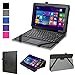 Evecase E FUN Nextbook 10.1'' Windows 8.1 Tablet Case (NXW10QC32G), SlimBook Leather Folio Smart Cover Keyboard Portfolio Stand Case Cover (with Auto Sleep/ Wake Function) - Black