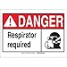Brady 119947, 10" x 14" Aluminum Danger Respirator Required Sign, Black/Red/White, Pack of 12 pcs