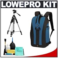 Lowepro Flipside 300 Backpack Digital SLR Camera Case (Arctic Blue) + Tripod + Accessory Kit for Canon Rebel T3, T3i, T1i, T2i, EOS 60D, 50D, 5D, 7D, Nikon D3000, D3100, D5000, D7000, D300s, Olympus Evolt E-5, E-30, E-620 and Sony Alpha A560, A580, A33, A55