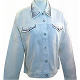 Christine Alexander White Colored Denim and Spandex Jacket Accented With Swarovski Crystals... by Christine Alexander