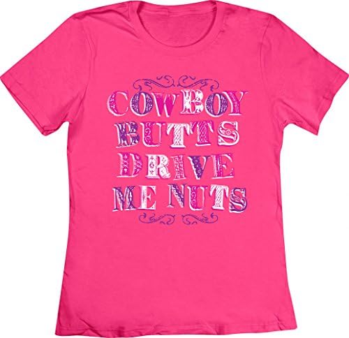 BuckNDoe Women's Cowboy Butts T-Shirt LG Hot Pink