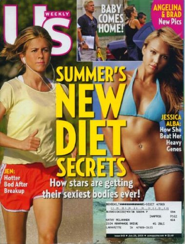 Us Weekly Magazine July 25, 2005 Summer's New Diet Secrets, Jennifer Aniston, Angelina Jolie & Brad Pitt - New Photos, Jessica Alba