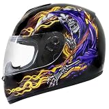 51fRlne4cTL. SL160  Advanced Hawk Grim Reaper Black Full Face Motorcycle Helmet   Size : Large