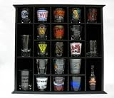 Shot Glass Bar Cabinet Case Black Wood Finish Wall Mount
