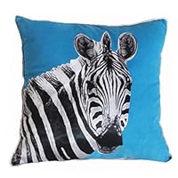 NAVA New Modern Blue Desinger 3D Wild Animal Zebra Pop Art Decorative Pillow Case Cushion Cover Shams