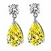 Traditional Classic Bridal Cubic Zirconia Canary Yellow 5CTW Solitaire Drop AAA CZ Pear Shaped Teardrops Dangle Earrings For Women Wedding Prom .925 Sterling Silver