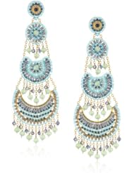 Miguel Ases Prehnite Hydro-Quartz Long Fan Earrings