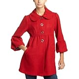 My Michelle Junior's Basket Weave Boucle Trench,Red,Medium