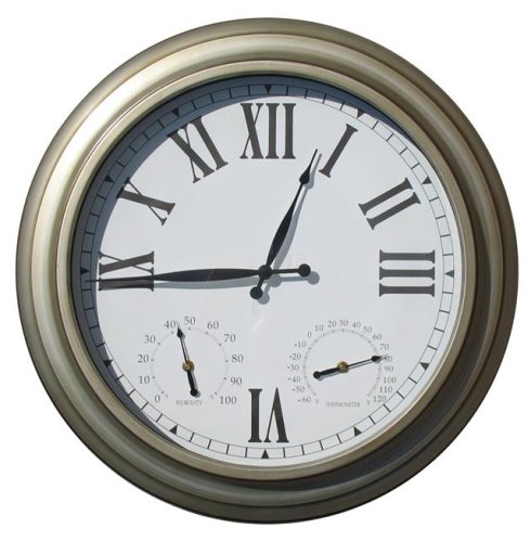 Parrot Bay Premium 24 Outdoor Atomic Clock,Thermometer, and Hydrometer