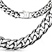 Thick Mens Curb Chain Necklace 10MM in Polished Steel - 24 inch