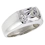 Sterling Silver 3.0 Carat Size Emerald Cut Cubic Zirconia Men's Ring