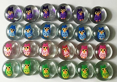 Jazzy Glass Gems, Hand Painted Set of 24 - Party Supplies, Party Favor, Decoration, Crafts, etc., Owl