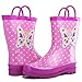 AccessoWear Girls Pink Butterfly Polka-Dot Rain Boots (1 M US Little Kid)