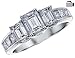 Diamond Engagement Anniversary Three Stone Ring 2 Carat (ctw) Emerald Cut in 18K White Gold (SI) (Certified)