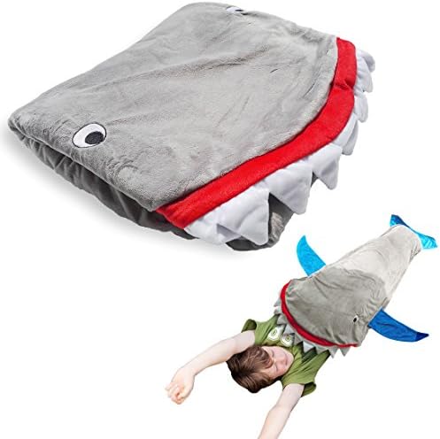 TySony Super Soft Shark Sleeping Bag Mermaid Tail Shark Blanket,Children Quilt for Boys Girls Shark Anti Tipi blanket (gray)