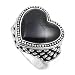 Sterling Silver Black Onyx Heart Ring - Size 7