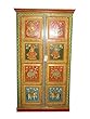 Antique Cabinet Shabby Chic Storage Armoire Indian Hand Painted Lord Ganesha Indian Furniture