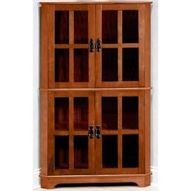 Craftsman 36w Corner Cabinet With Glass Doors, GLASS 36W, DARK OAK