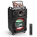 Portable Karaoke PA Speaker System - 800 Watt Battery Powered and 12? Party Amplifier Machine with 10? Fold-Out Display Screen, Bluetooth, VHF Wireless Microphone, DVD Player,  Aux & USB Port - PKRK12