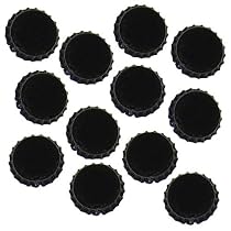 New Black Crown Bottle Caps For Crafts, Scrapbooking, Jewelry (50 Pieces)