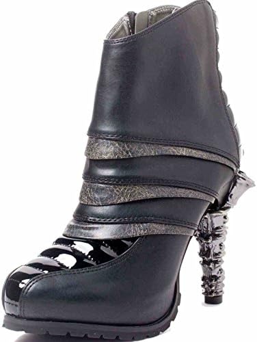 HADES Steampunk Iceberg Wedge Double Platform Pump Ankle Strap SHEEN Black-7