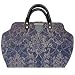 ArtisanStreet's Williamsburg Blue On Blue Pineapple Carpet Bag With Shoulder Strap. Fabric Features Rich Shades Of Blue In A Floral Design Providing A Padded Look. Limited Edition. Use As An Overnight Bag Or Even As A Briefcase.