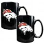 NFL Denver Broncos Two Piece Black Ceramic Mug Set - Primary Logo