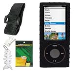 Search : TPA- Apple iPod Nano 5th Generation (5G Video) Silicone Gel Skin Case Cover (BLACK) w/ LCD Screen Protector, Adjustable Armband, Belt Clip, Fishbone Keychain
