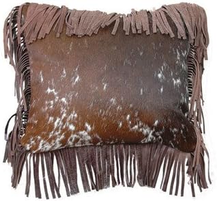 Accessory Speckled Hair on Hide Fargo Leather Fringe Pillow