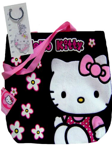 Adorable Hello Kitty Tote Bag Black & Keychain