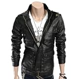 Doublju Mens Casual Leather Shoulder Strap Jacket (GA30)