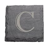 JK Adams Set of Four 4-Inch Square Monogrammed Slate Coasters, C