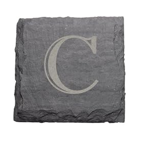 JK Adams Set of Four 4-Inch Square Monogrammed Slate Coasters, C by JK Adams