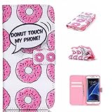 UNEXTATI Galaxy S7 Edge ケース 高級 PUレザー 手帳型ケース 液晶保護 カバー カード収納 Samsung GalaxyS7 Edge 用 Case Cover (ピンク)