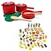Melissa & Doug Deluxe Wooden Kitchen Accessory Set with 52 Piece Play Food Bundle