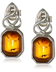 Sterling Silver Celtic Design Amber Earrings